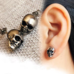 Brincos caveira estilo biker prata
