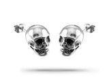 Brincos caveira estilo biker prata