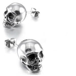 Brincos caveira estilo biker prata
