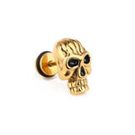 Brincos caveira metal ouro
