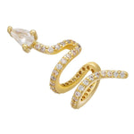 Brincos cobra dourada com cristal branco valor por defeito título