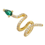 Brincos cobra dourada cristal verde valor por defeito título