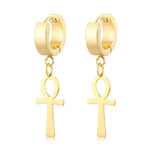 Brincos cruz ankh ouro