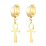 Brincos cruz ankh ouro