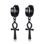 Brincos cruz ankh preto