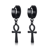 Brincos cruz ankh preto
