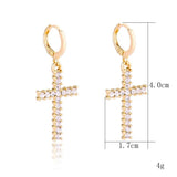 Brincos cruz com strass