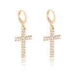 Brincos cruz com strass