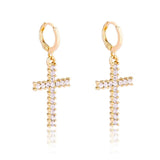 Brincos cruz com strass