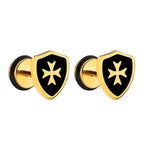 Brincos cruz de malta em metal ouro