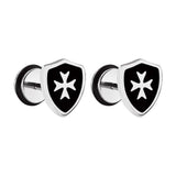 Brincos cruz de malta em metal prata