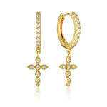 Brincos cruz prata de lei 925 ouro