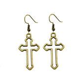 Brincos cruz vintage ouro antigo