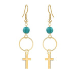 Brincos cruz vintage prateados ouro