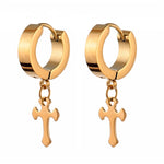 Brincos de cruz dourado modelo 5