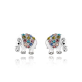 Brincos elefante com cristais prata