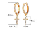 Brincos femininos cruz em metal dourado
