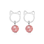Brincos gato felpudo rosa
