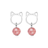 Brincos gato felpudo rosa