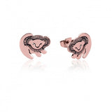 Brincos leão minimalistas ouro rosa