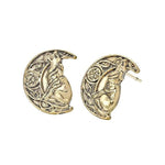 Brincos lobo lua dourado