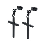 Brincos masculinos cruz simples preto