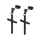 Brincos masculinos cruz simples preto
