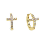 Brincos minimalistas cruz ouro