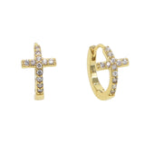 Brincos minimalistas cruz ouro