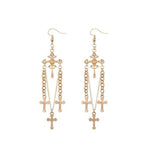 Brincos pendentes cruz retro ouro
