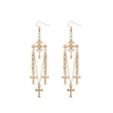 Brincos pendentes cruz retro ouro