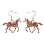 Brincos pendentes de cavalo coloridos ouro