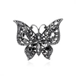Broche borboleta com diamantes preto