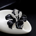Broche retro flor preto