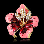 Broche retro flor rosa vermelha