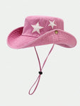 Bucket chapéu feminino estrelas rosa