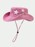 Bucket chapéu feminino estrelas rosa