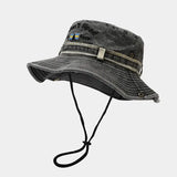 Chapéu bucket estilo americano cinzento escuro