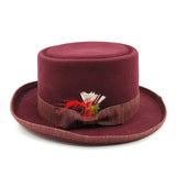 Chapéu cartola de alta qualidade vermelho escuro / s (54-55cm)