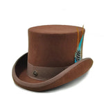 Chapéu cartola elegante castanho claro / s (54-55cm)