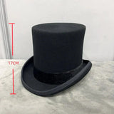 Chapéu cartola estilo cavalheiro preto - altura 17 cm / s (54-55cm)