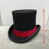Chapéu cartola estilo cavalheiro vermelho - altura 17 cm / s (54-55cm)