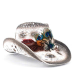 Chapéu cowboy branco com penas título por defeito