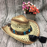 Chapéu de cowboy de palha com missangas