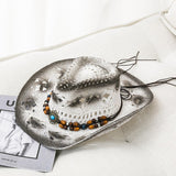 Chapéu de cowboy de palha com missangas