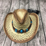 Chapéu de cowboy de palha com missangas