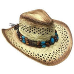 Chapéu de cowboy de palha com missangas