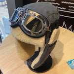 Chapéu ushanka aviador com pelo com óculos