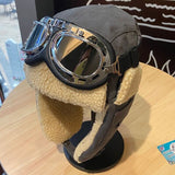 Chapéu ushanka aviador com pelo com óculos