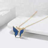 Colar borboleta azul-marinho ouro